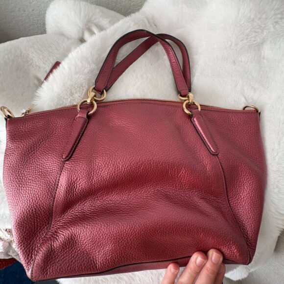 EUC COACH Mini Kelsey Pebble Leather Satchel Crossbody Shoulder Bag Rose $250 - Picture 7 of 9